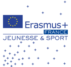 Logo Europe et texte : "Erasmus+ France Jeunesse et Sport"