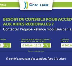 Visuels présentant les différents numéros verts du Plan de relance régional, intitulé "Besoin de conseils pour accéder aux aides régionales : contactez l'équipe régionale mobilisée par la Région"